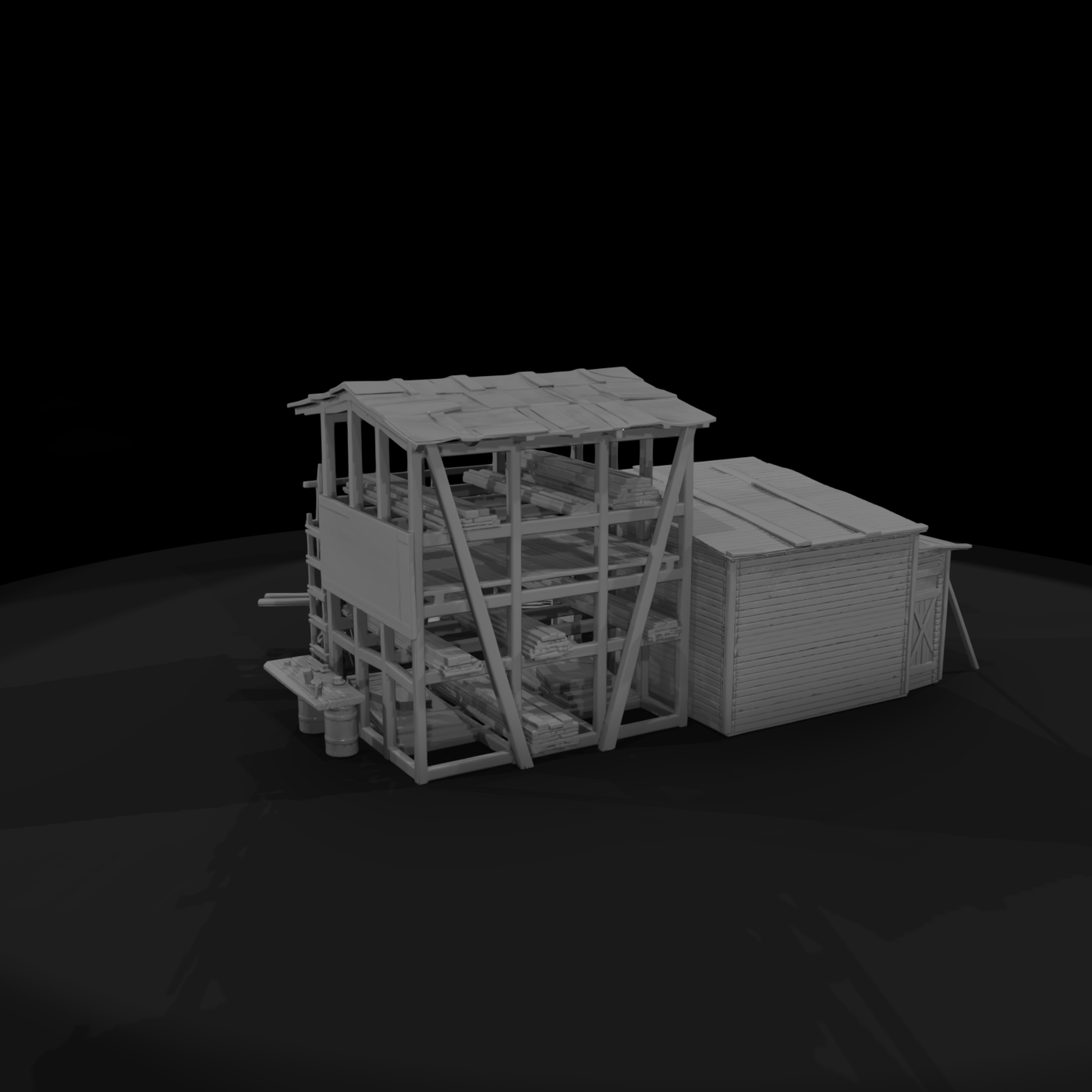 Open-Frame Lumber Yard Sawmill