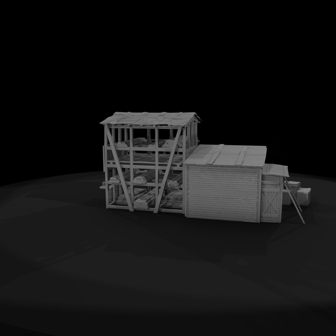 Open-Frame Lumber Yard Sawmill