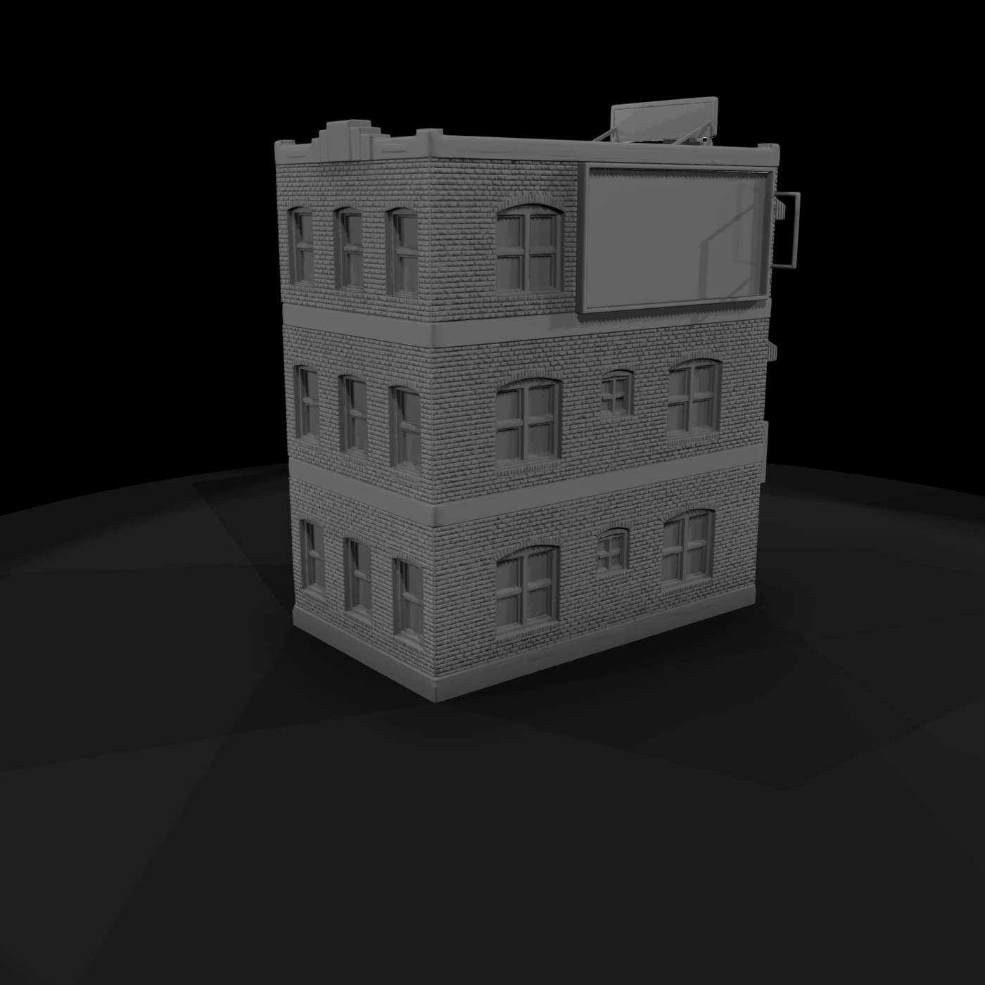 Three-Story Brick Hotel Façade
