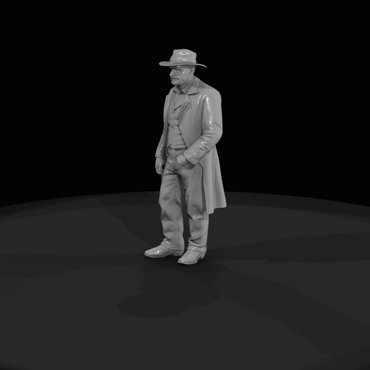 Western man in hat and duster jacket