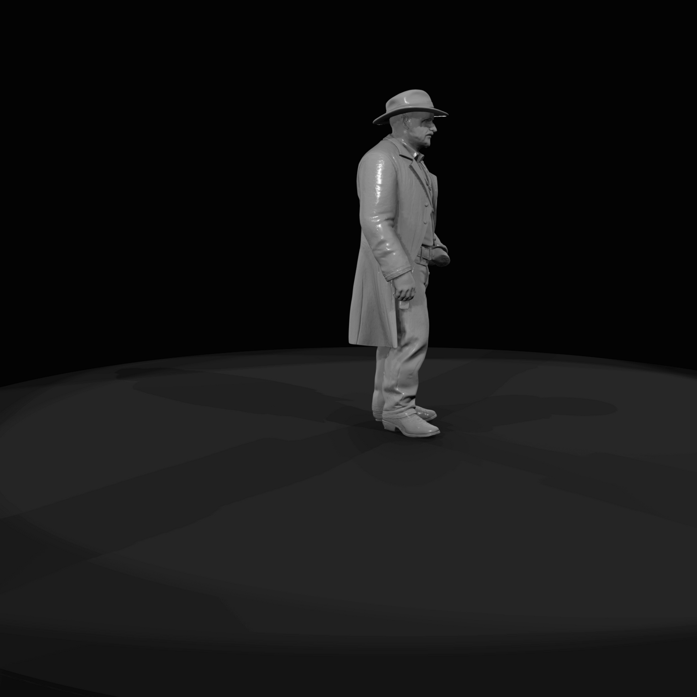 Western man in hat and duster jacket