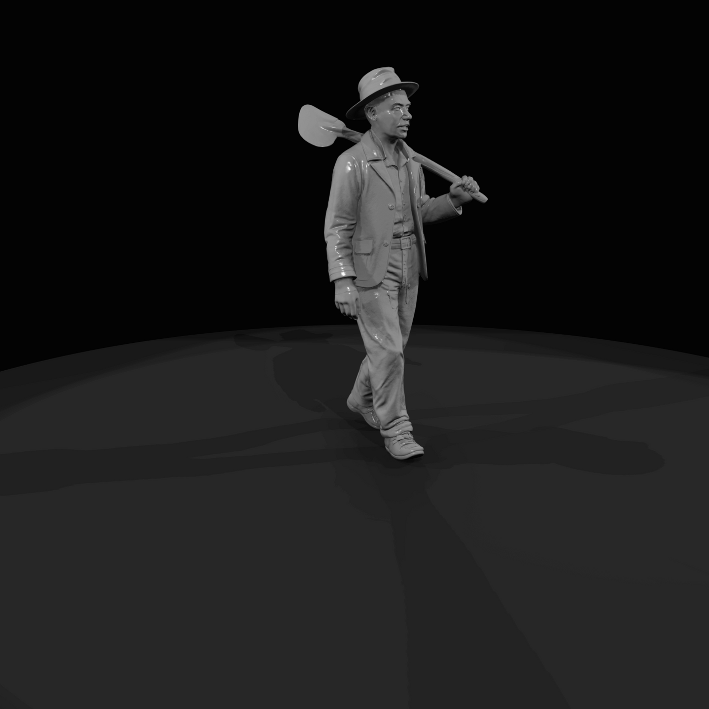 1920's Farmer - Man in Suit with Hoe