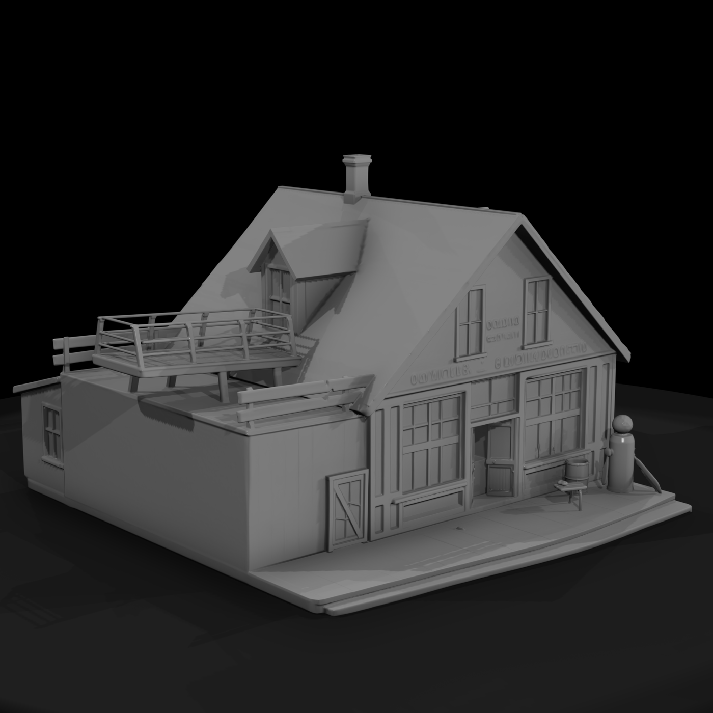 Gabled Storefront Facade Model