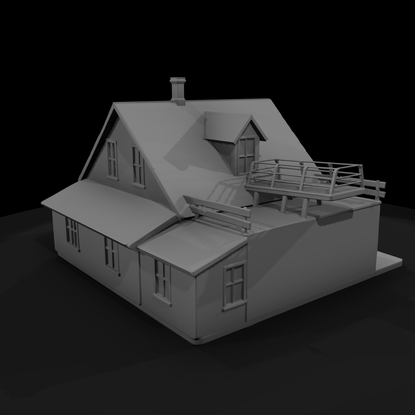 Gabled Storefront Facade Model