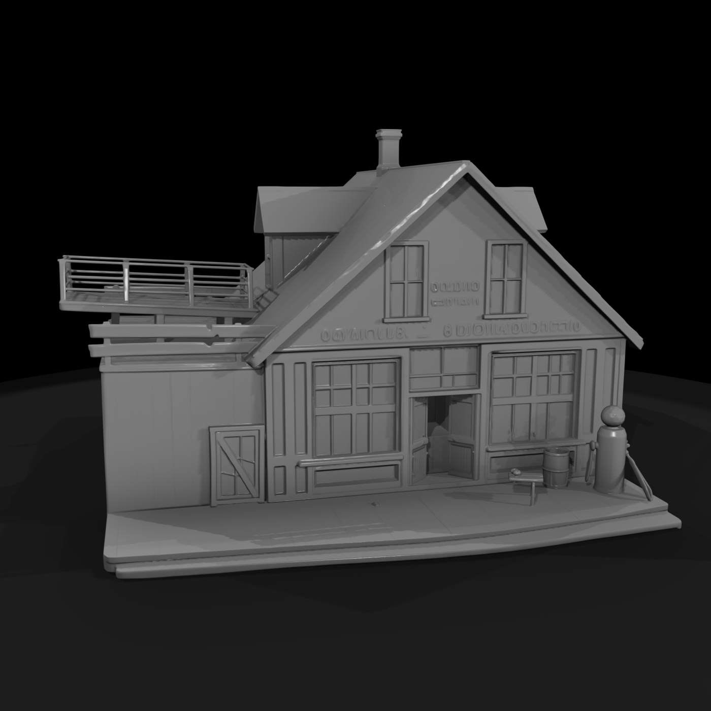 Gabled Storefront Facade Model