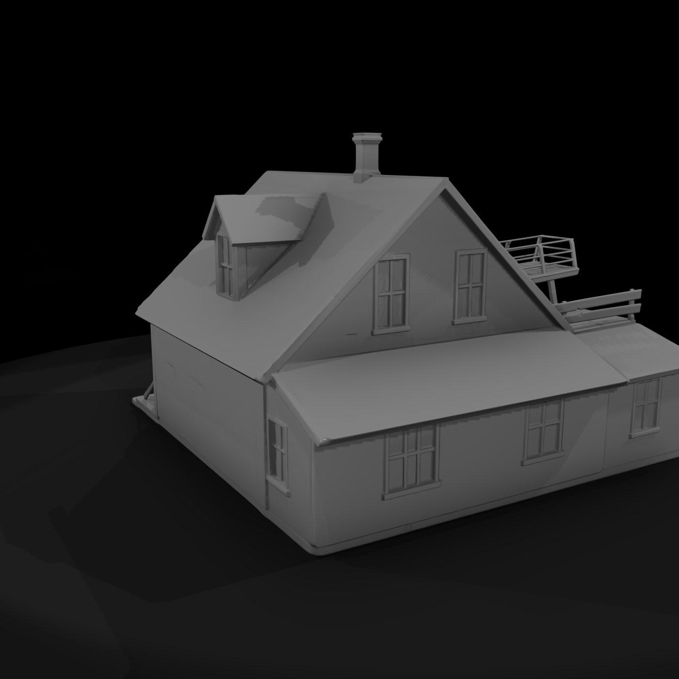 Gabled Storefront Facade Model