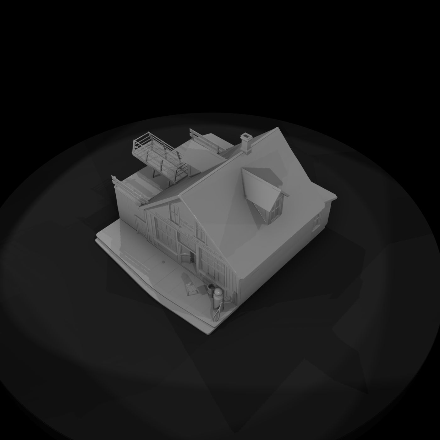 Gabled Storefront Facade Model