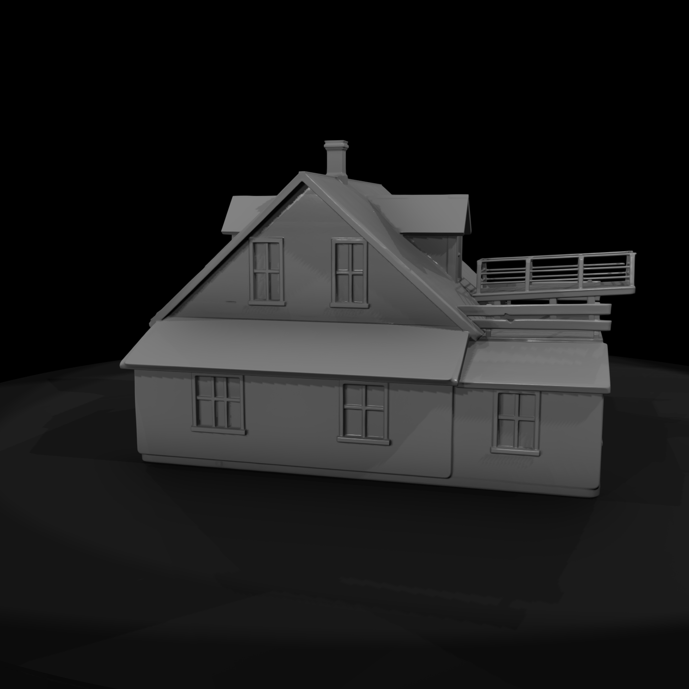 Gabled Storefront Facade Model