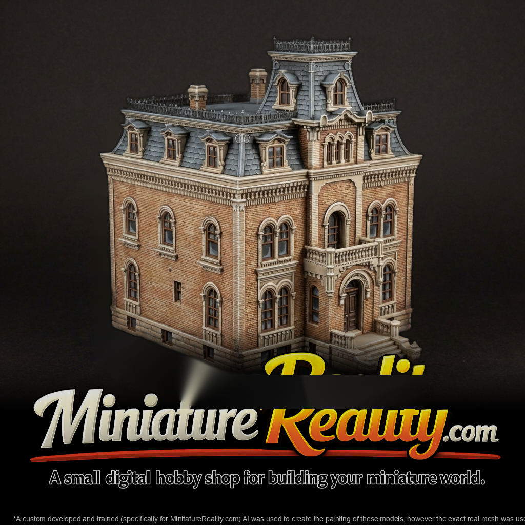 Victorian Mansard Brick Mansion Facade