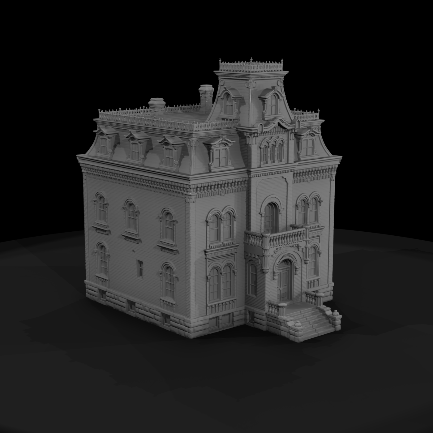 Victorian Mansard Brick Mansion Facade