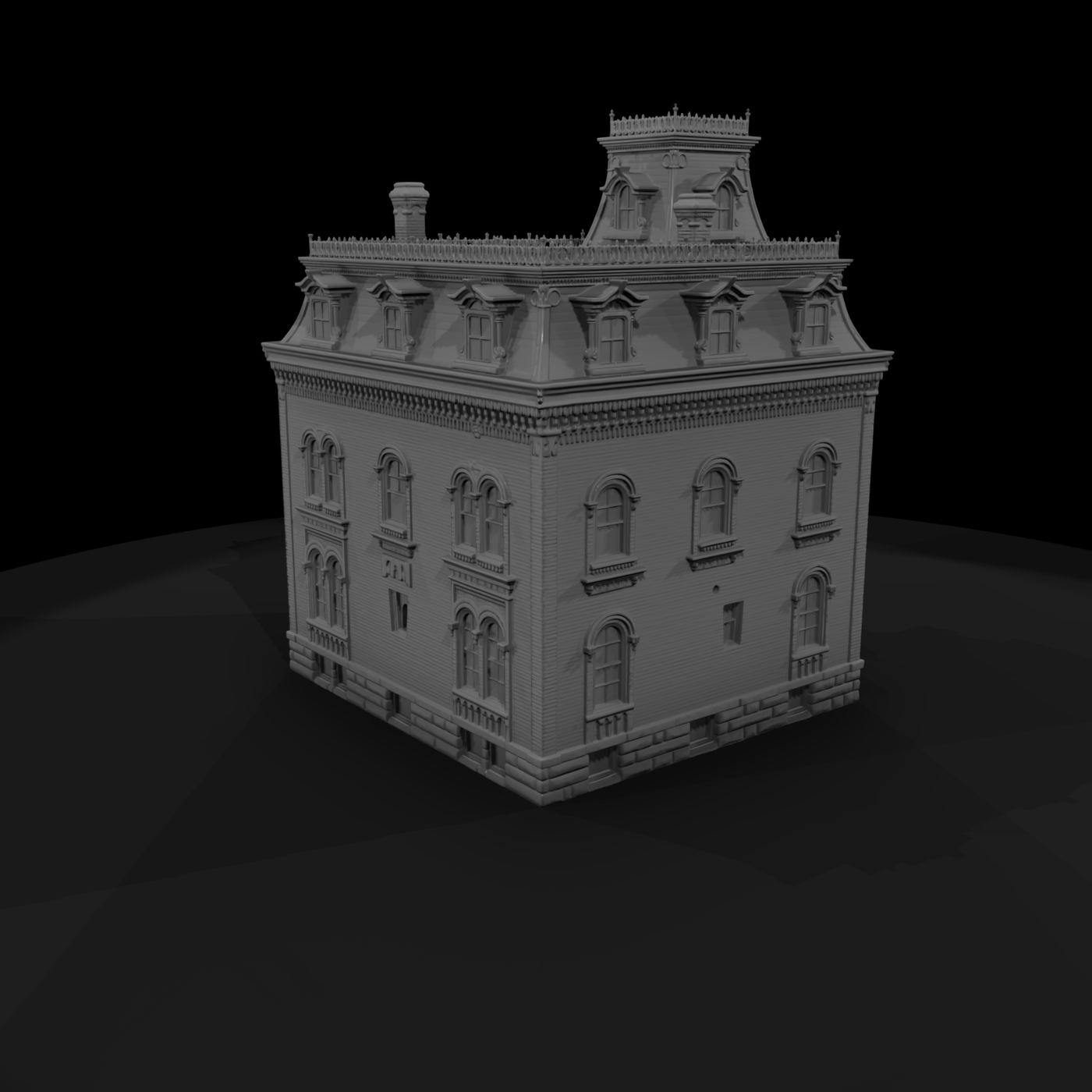 Victorian Mansard Brick Mansion Facade