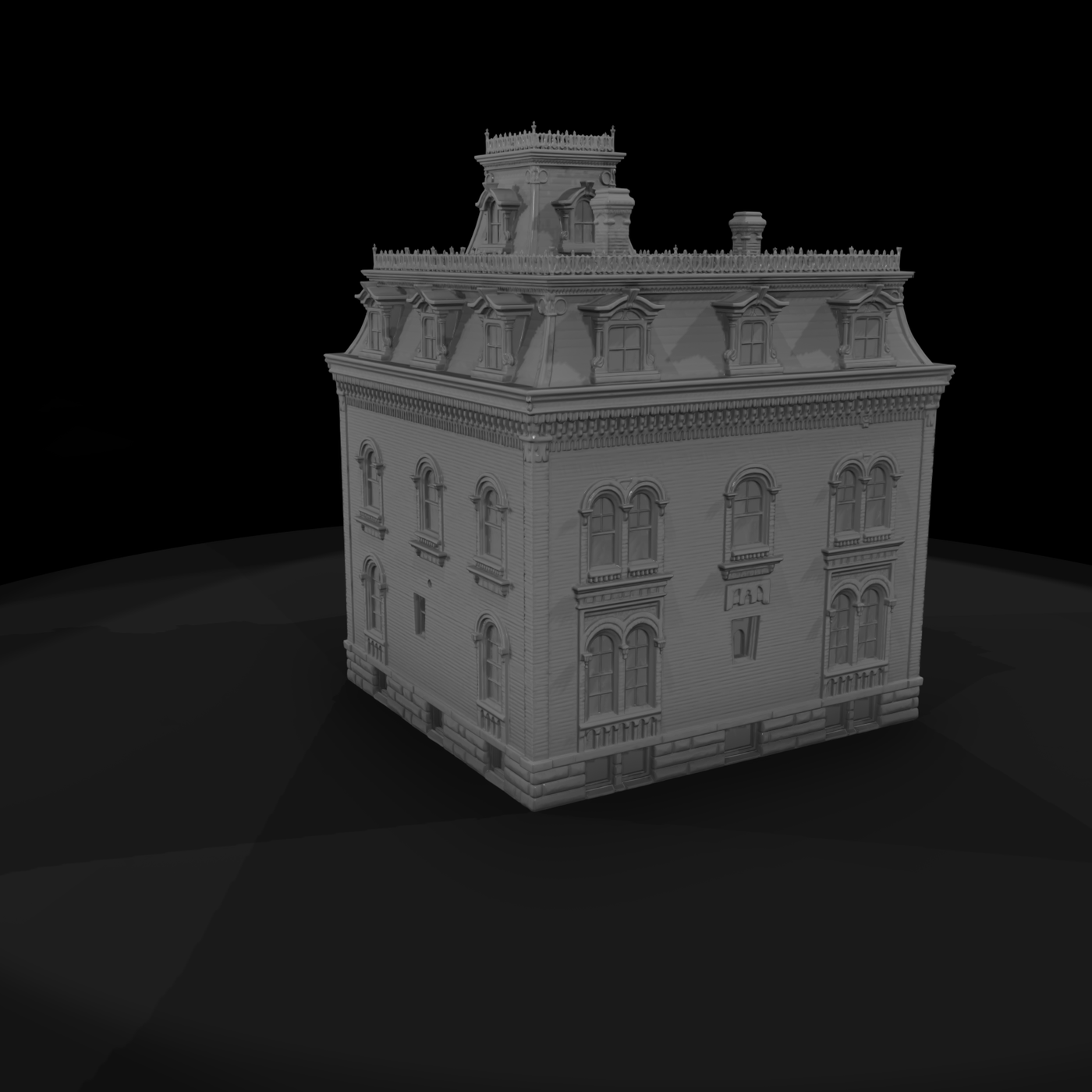 Victorian Mansard Brick Mansion Facade