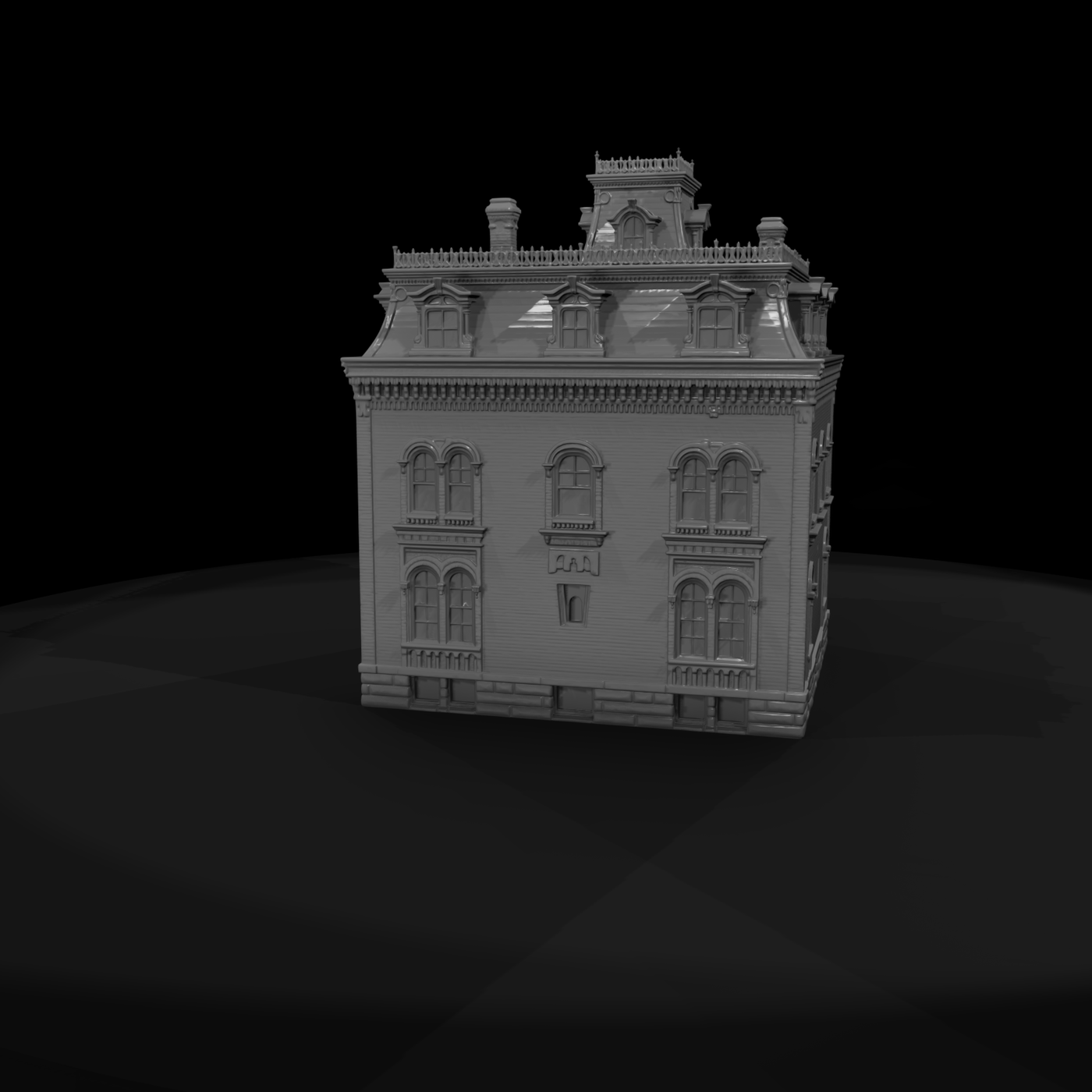 Victorian Mansard Brick Mansion Facade