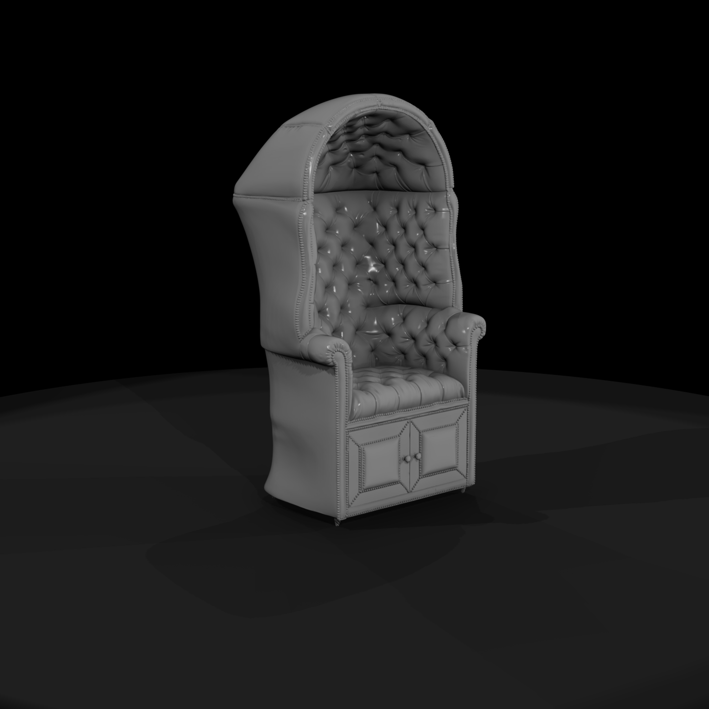 Victorian Hooded Armchair with Cabinet
