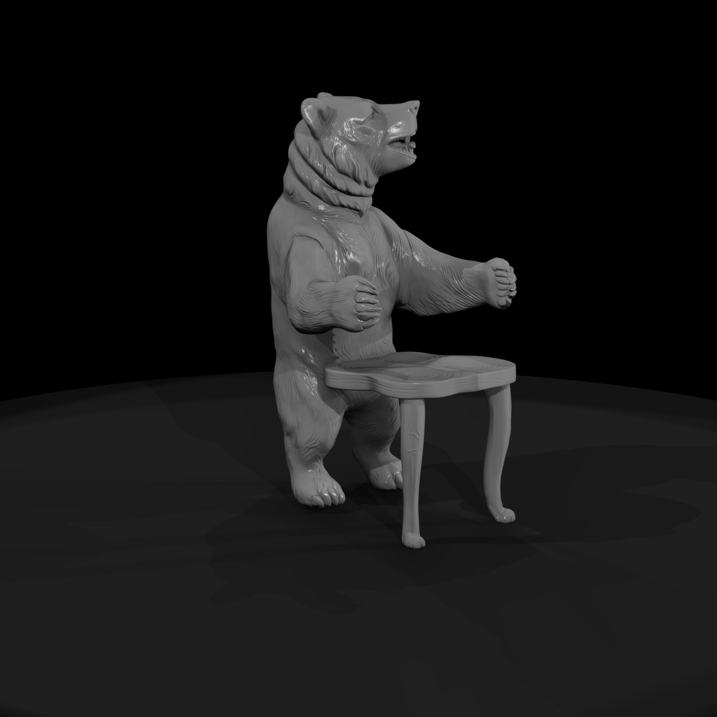 Carved Bear Chair Ornament