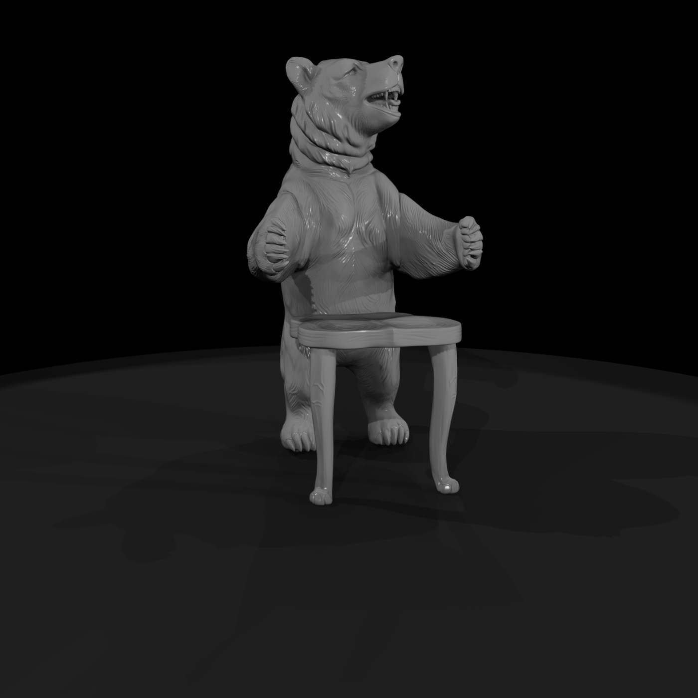 Carved Bear Chair Ornament
