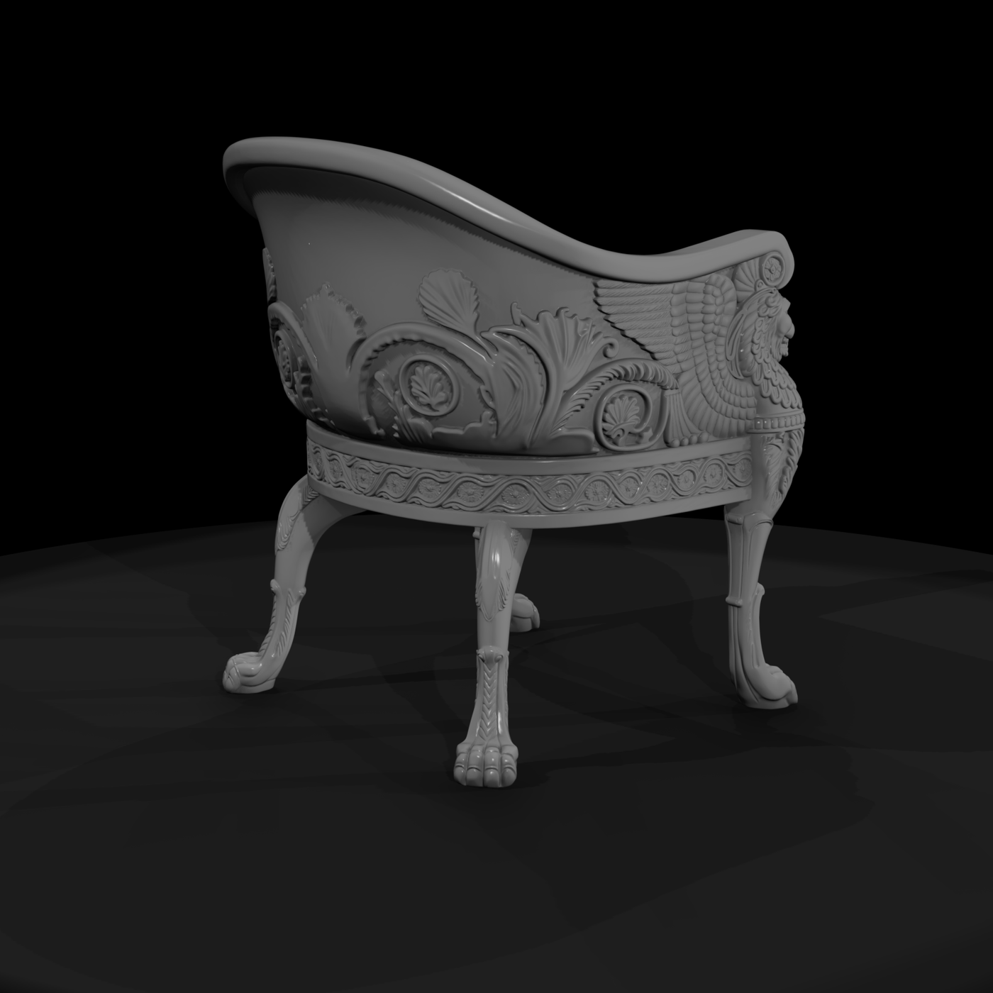 Carved Bench Right Arm & Paw-Foot