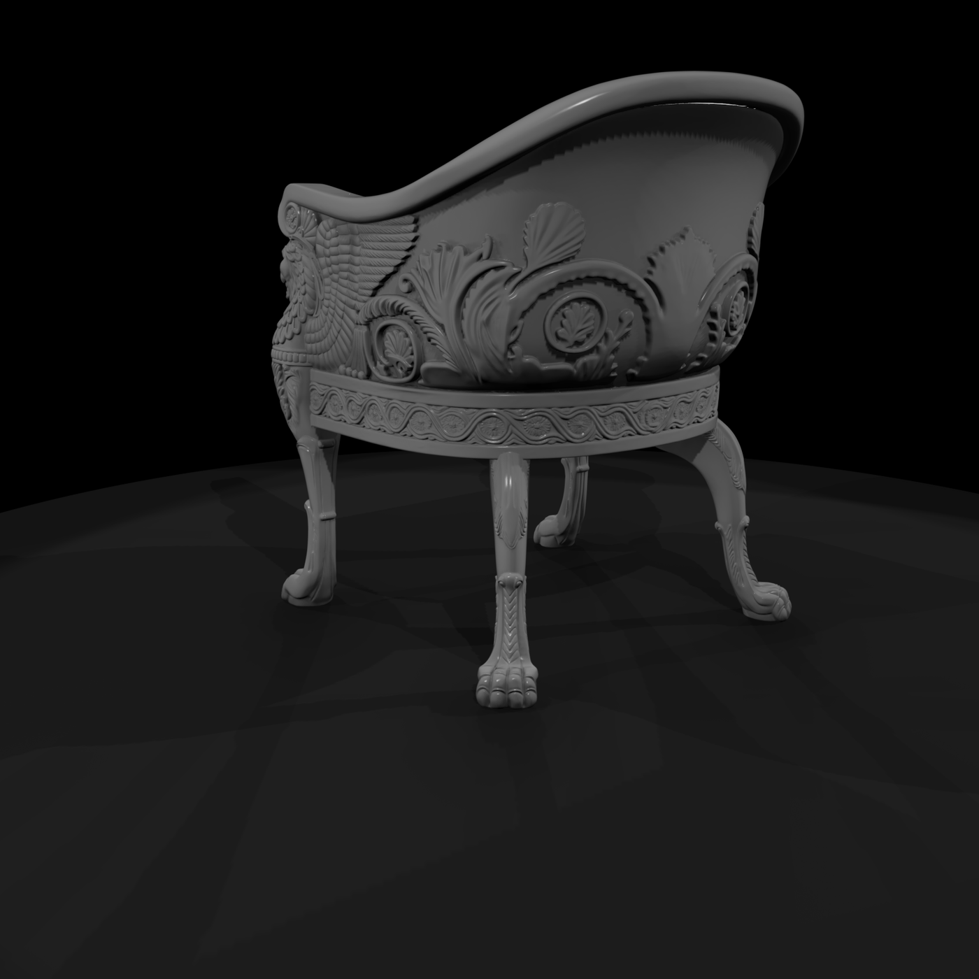 Carved Bench Right Arm & Paw-Foot