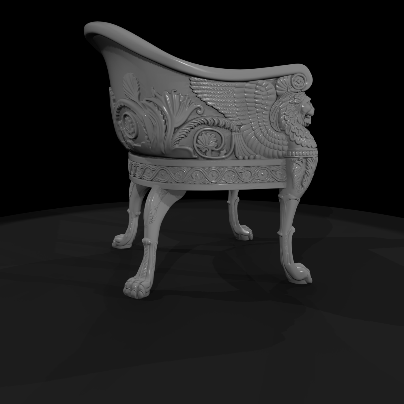 Carved Bench Right Arm & Paw-Foot
