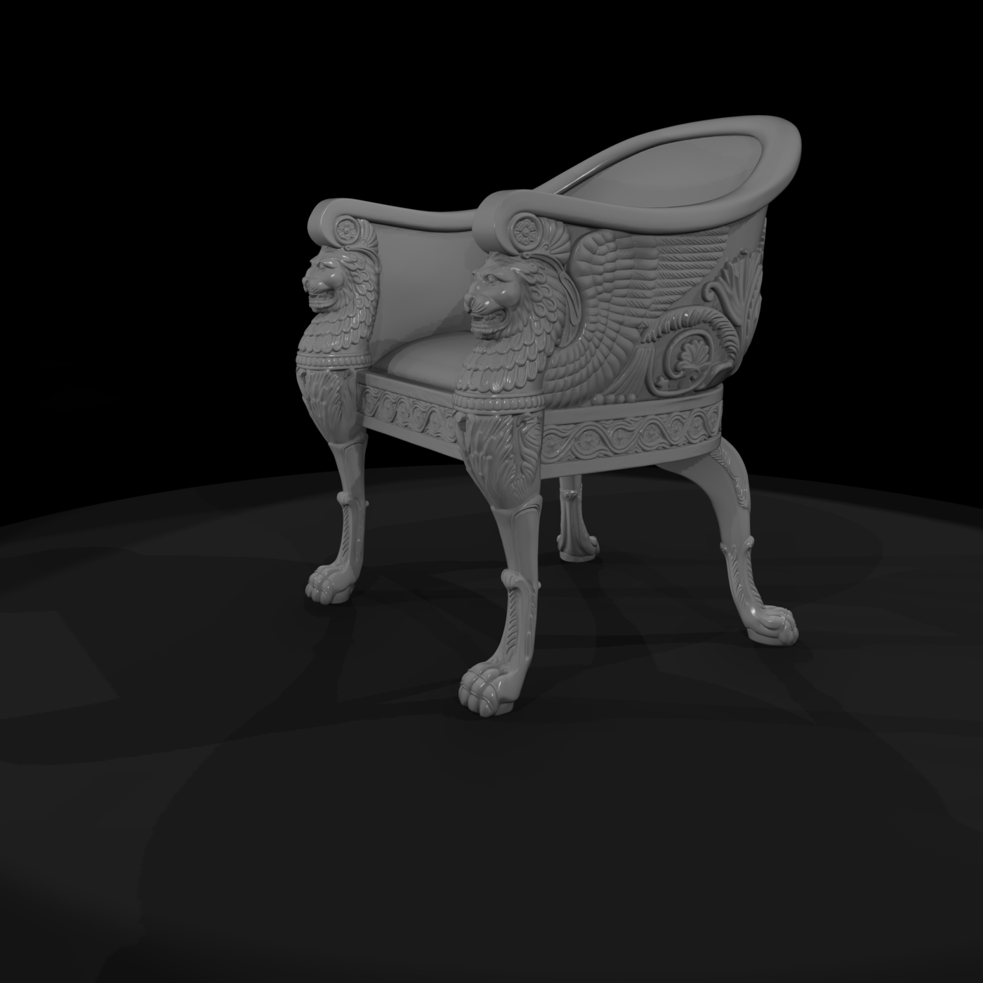Carved Bench Right Arm & Paw-Foot