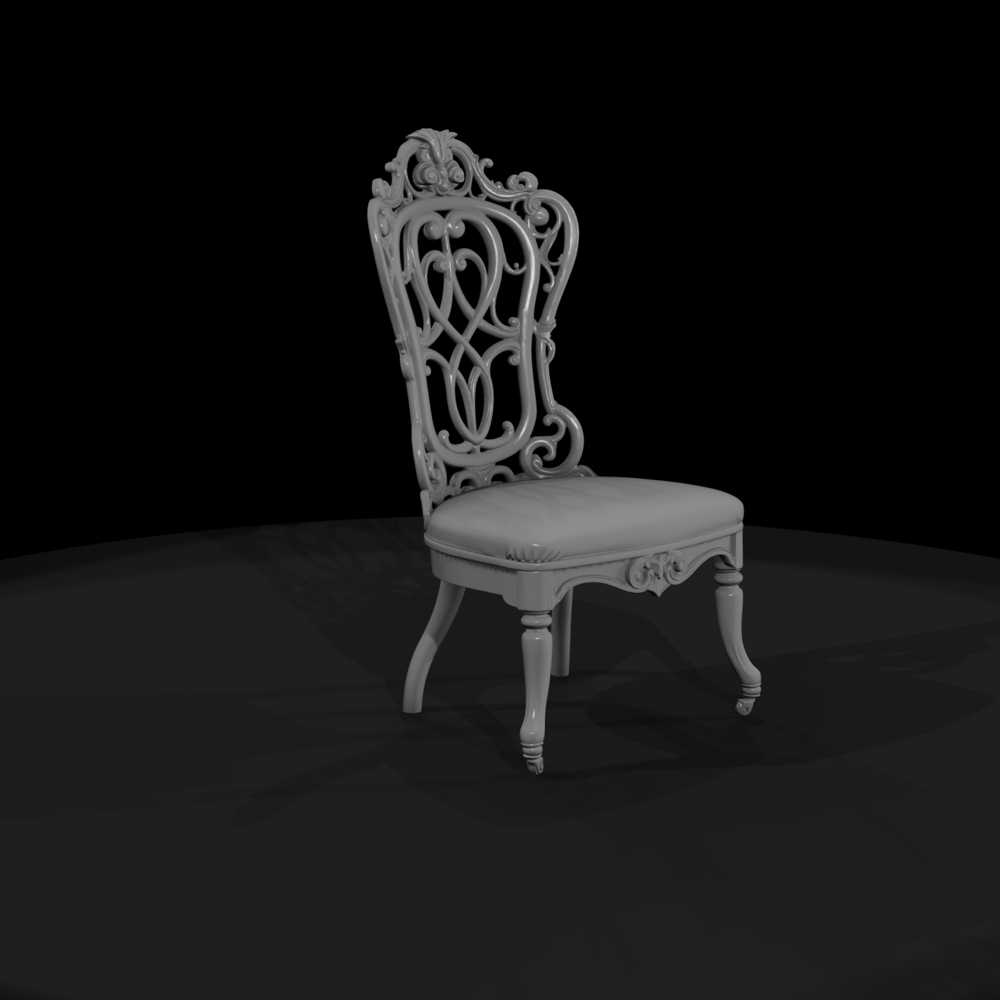 Victorian Carved Side Chair with Casters