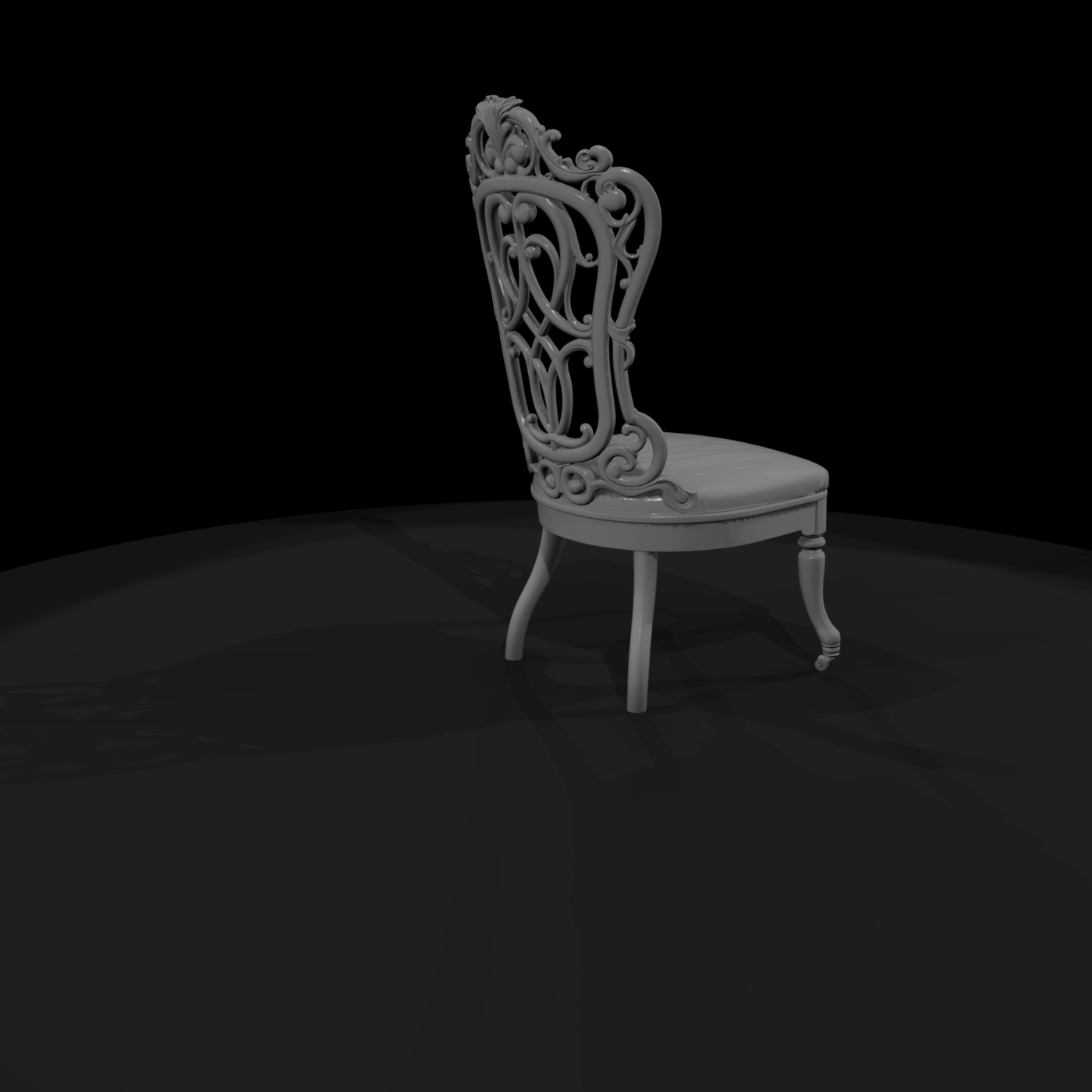 Victorian Carved Side Chair with Casters