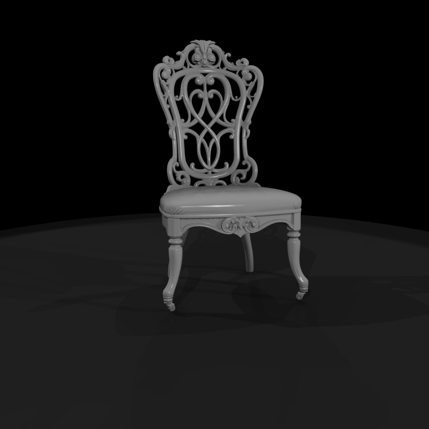 Victorian Carved Side Chair with Casters