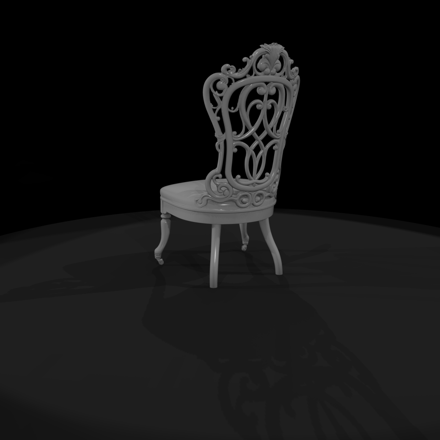 Victorian Carved Side Chair with Casters