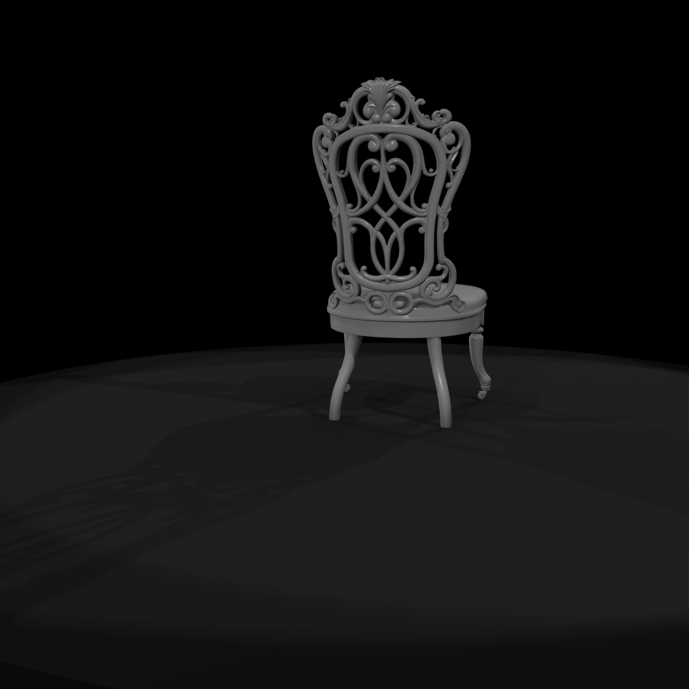 Victorian Carved Side Chair with Casters
