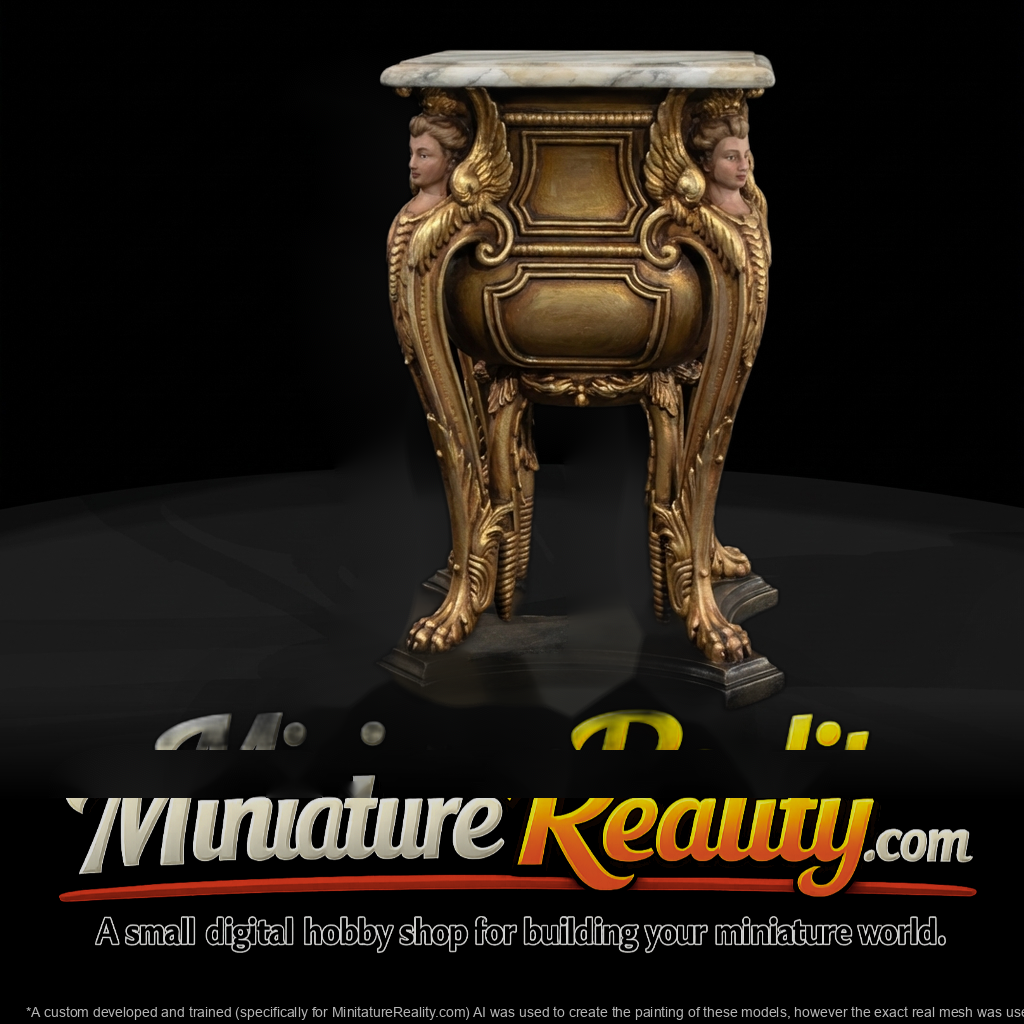 Ornate Marble-Top Pedestal Table