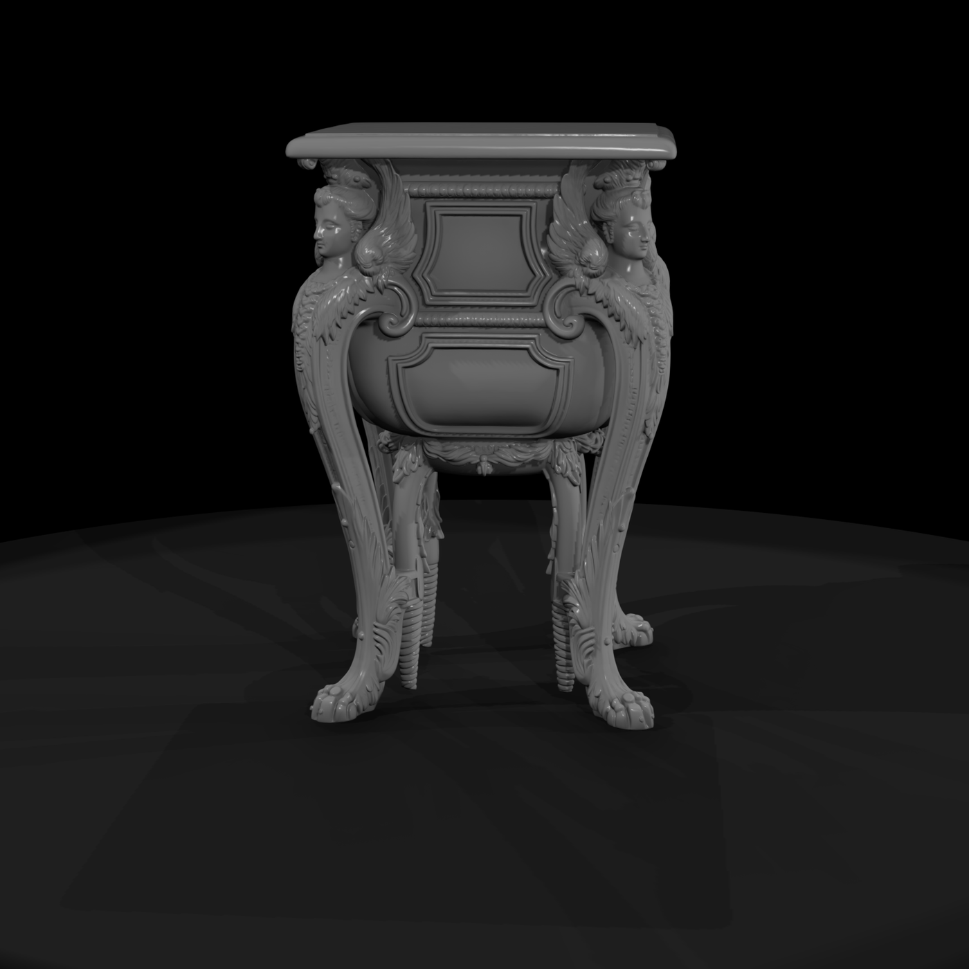Ornate Marble-Top Pedestal Table