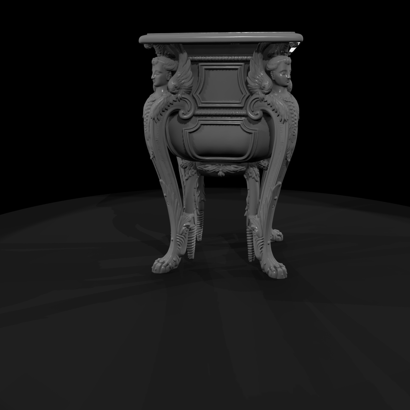 Ornate Marble-Top Pedestal Table
