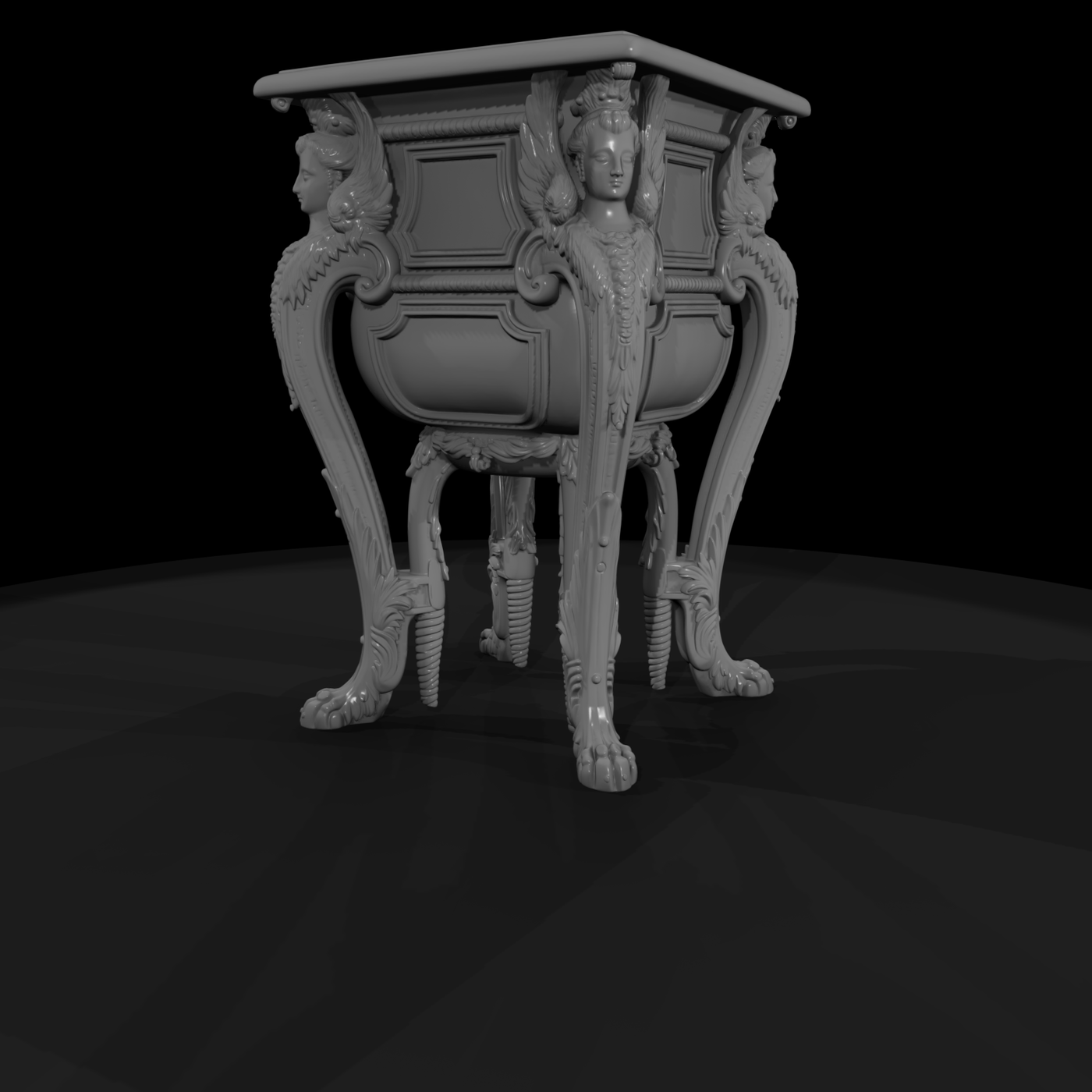 Ornate Marble-Top Pedestal Table