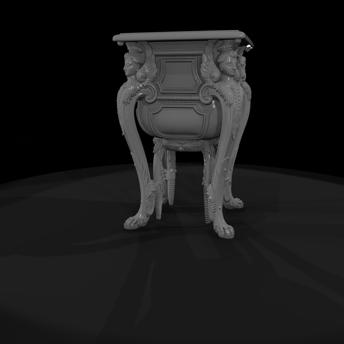 Ornate Marble-Top Pedestal Table