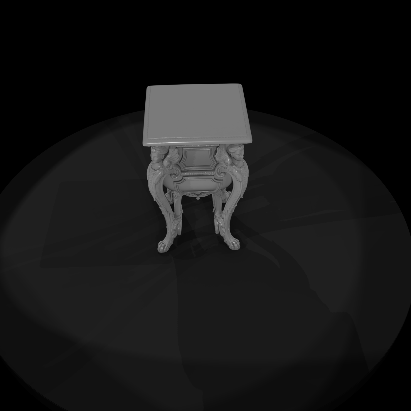 Ornate Marble-Top Pedestal Table
