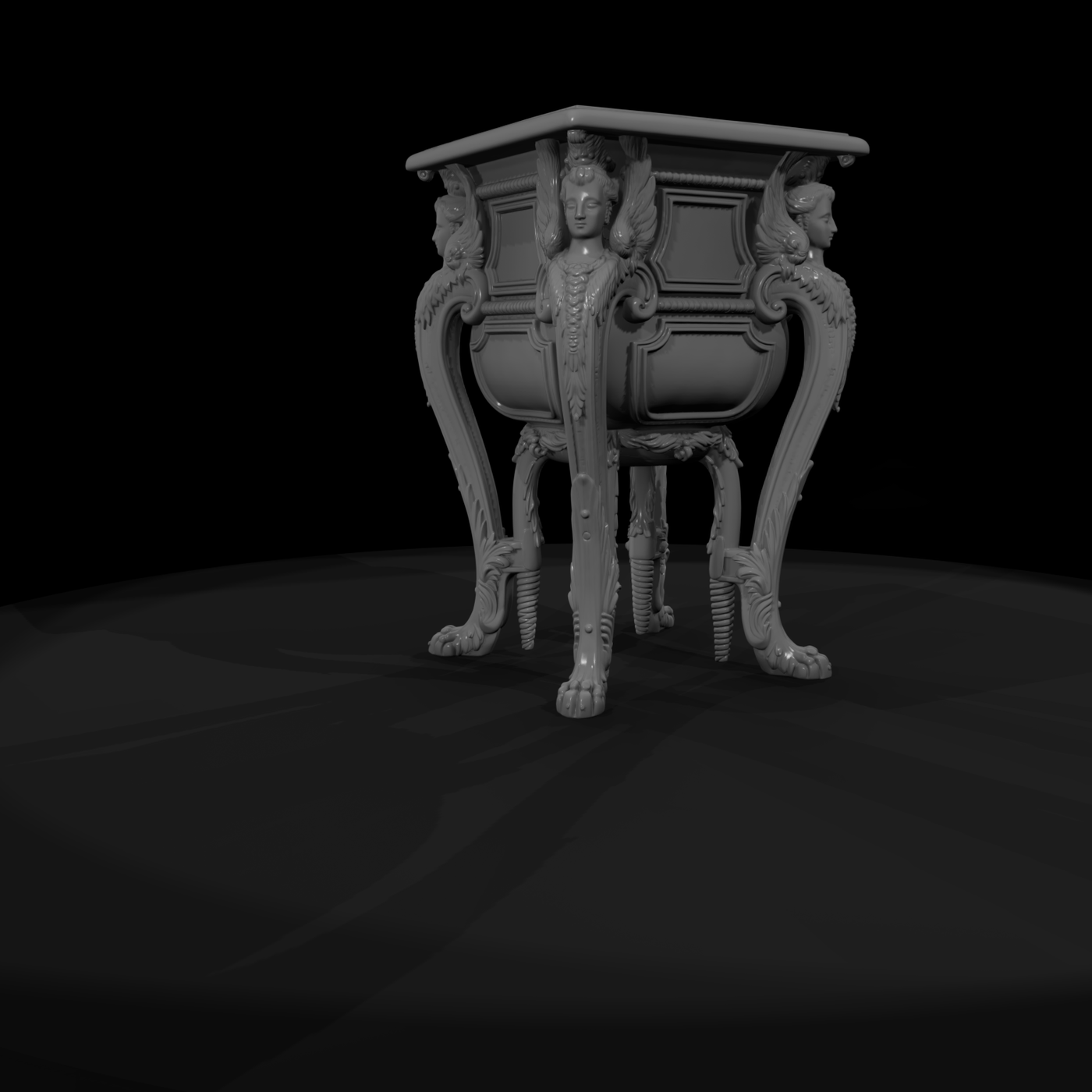 Ornate Marble-Top Pedestal Table