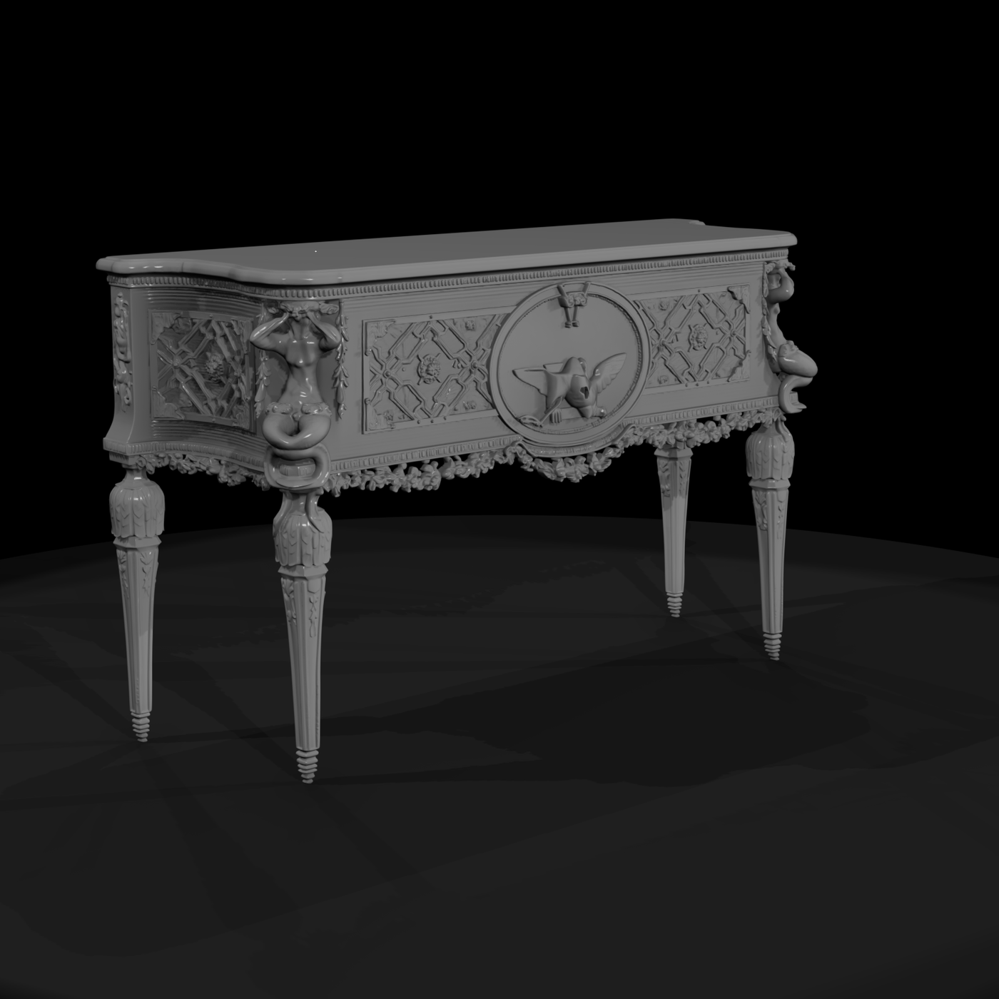 Neoclassical Marble-Top Console Table