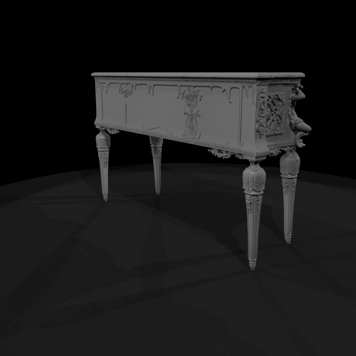 Neoclassical Marble-Top Console Table