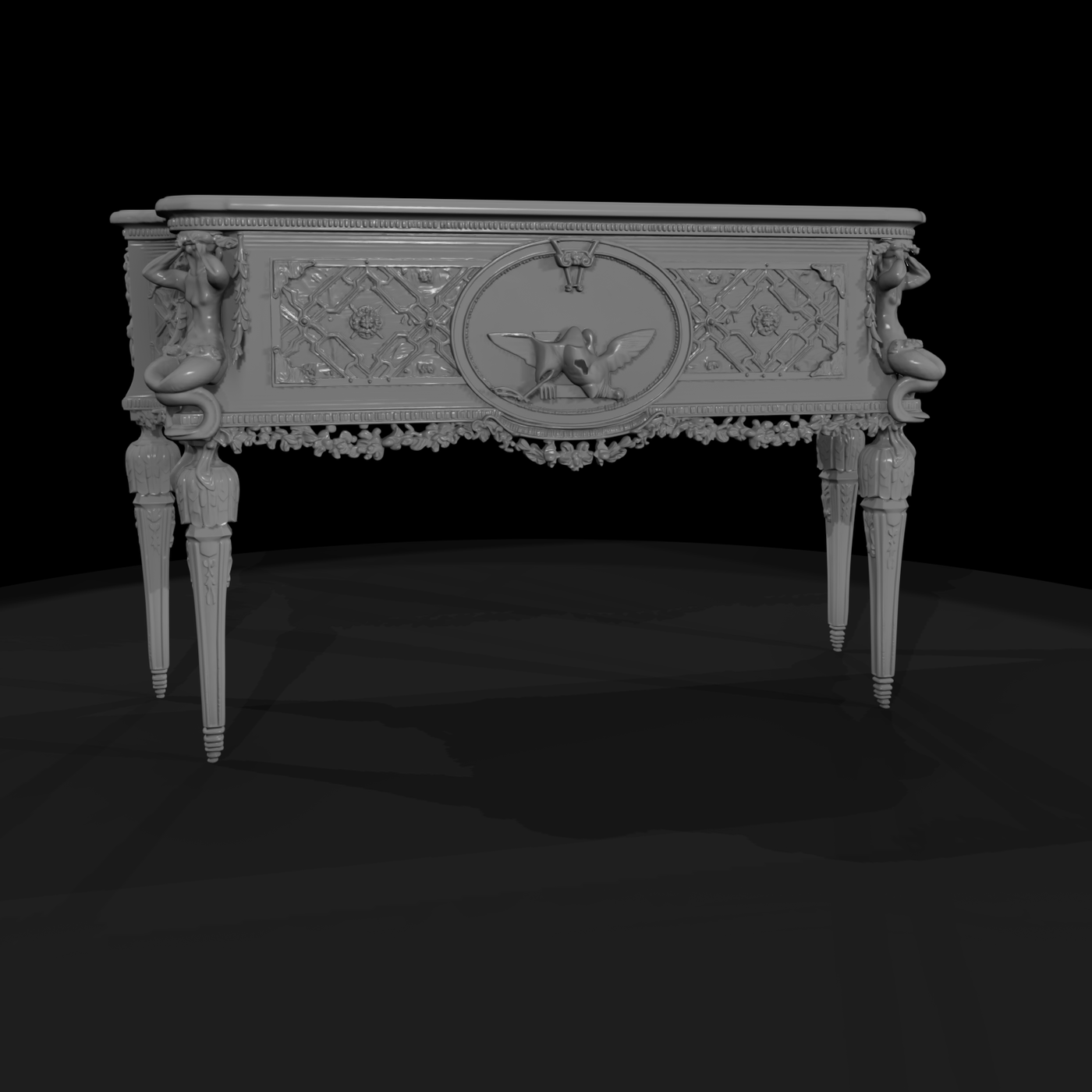 Neoclassical Marble-Top Console Table