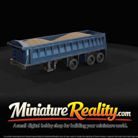 three-axle covered dump–grain trailer (2010s) — industrial tipping trailer, blue paint