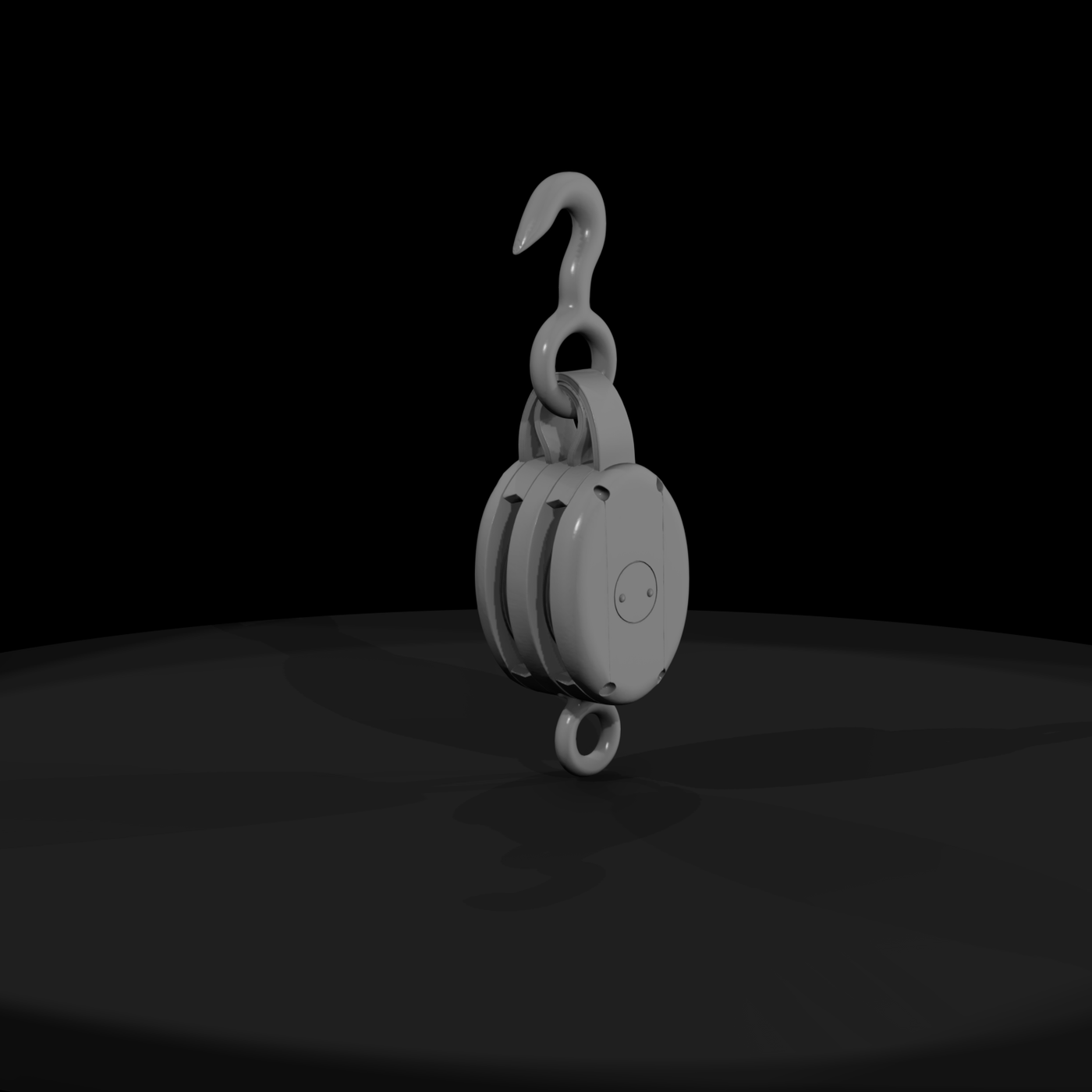 3D-Printable Double-Sheave Pulley Block with Swivel Hook