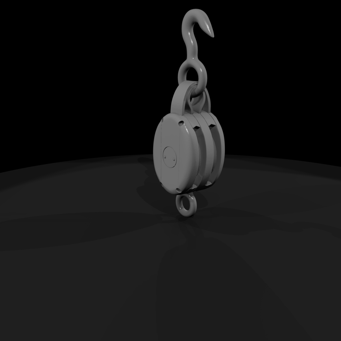 3D-Printable Double-Sheave Pulley Block with Swivel Hook