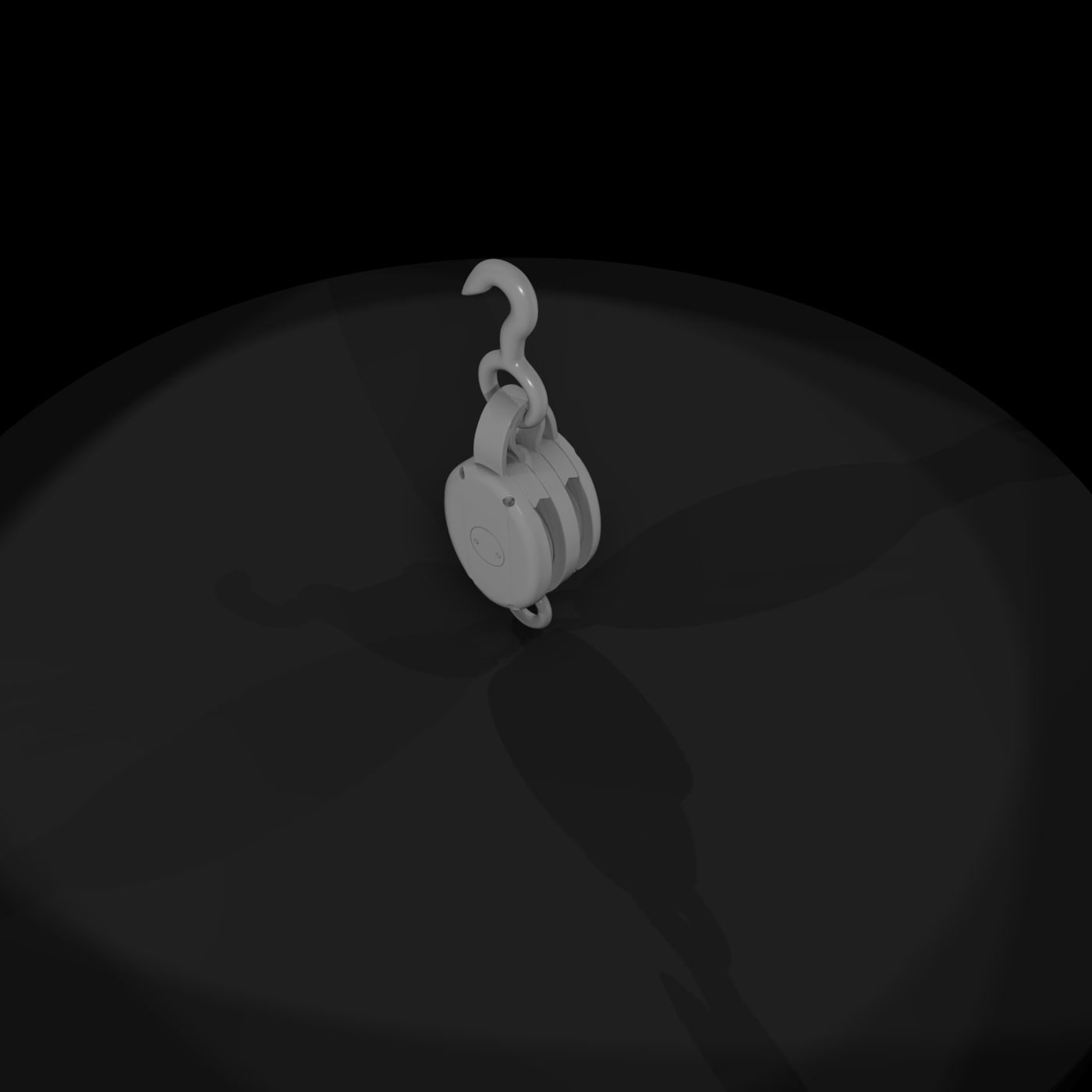 3D-Printable Double-Sheave Pulley Block with Swivel Hook