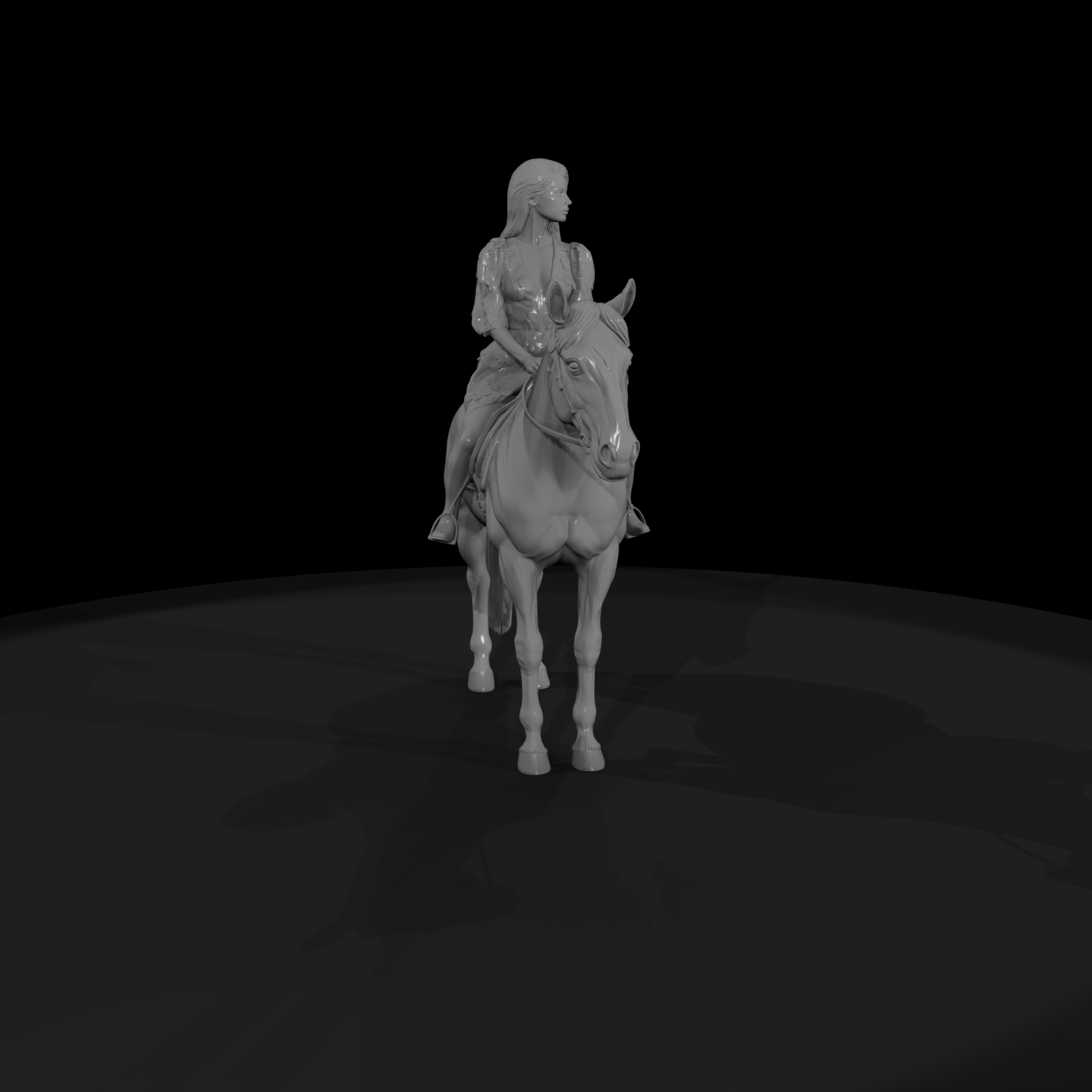Woman on Horse — Rider in Floral Dress