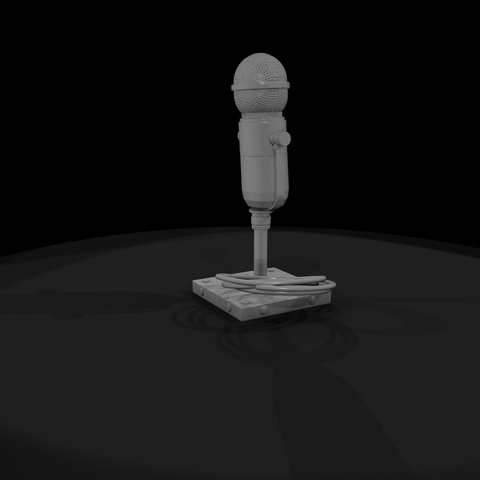 Vintage Tabletop Microphone on Wooden Base