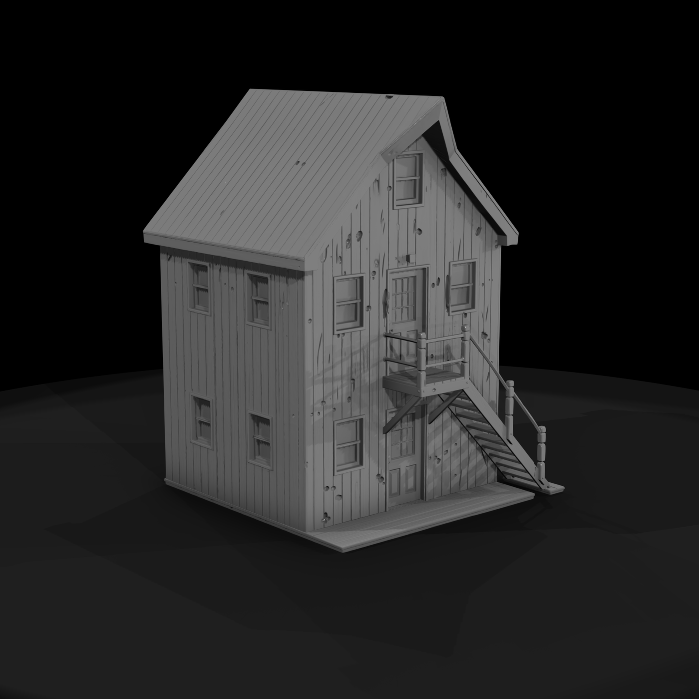 Boat Shop Facade with Exterior Stair