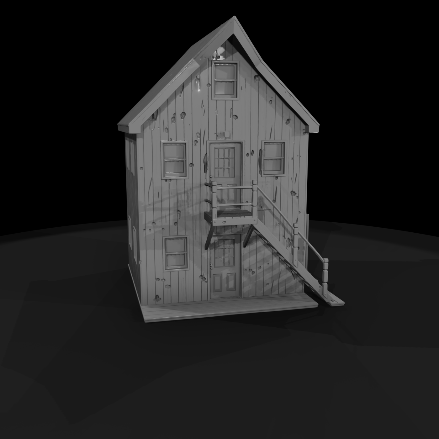 Boat Shop Facade with Exterior Stair