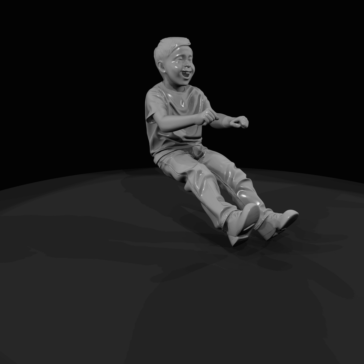 Boy Sitting down Laughing