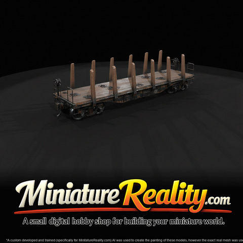 Four-axle freight flatcar (stake car) used for bulk/long loads