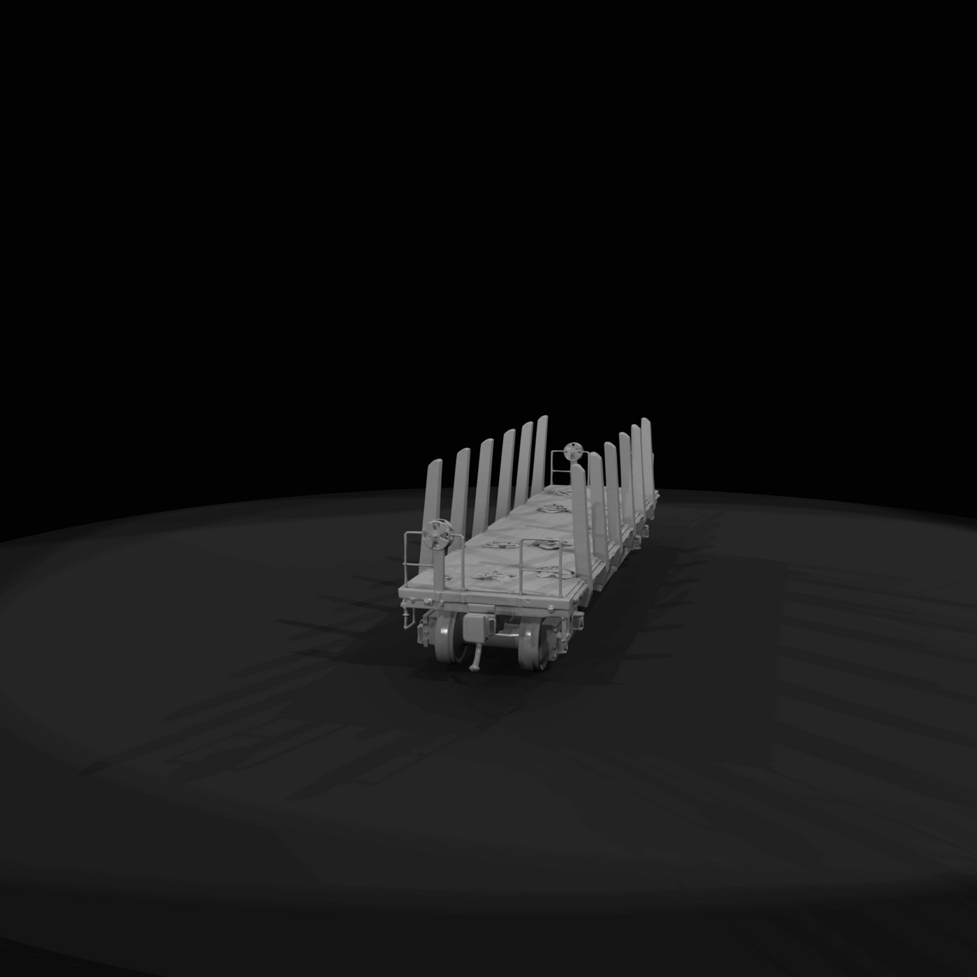 Four-axle freight flatcar (stake car) used for bulk/long loads